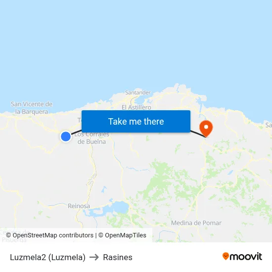 Luzmela2 (Luzmela) to Rasines map