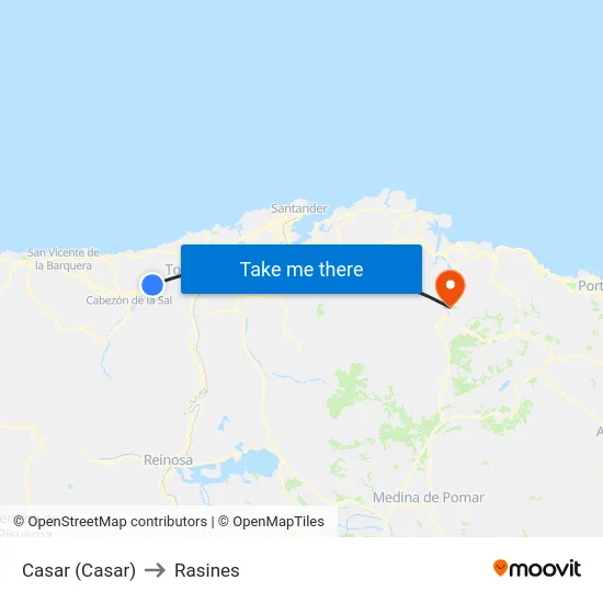 Casar (Casar) to Rasines map