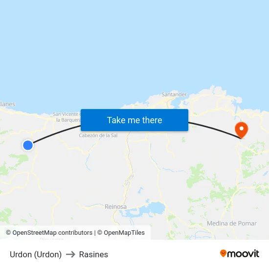 Urdon (Urdon) to Rasines map