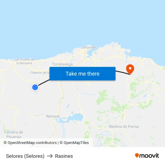 Selores (Selores) to Rasines map