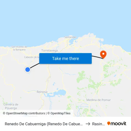 Renedo De Cabuerniga (Renedo De Cabuerniga) to Rasines map