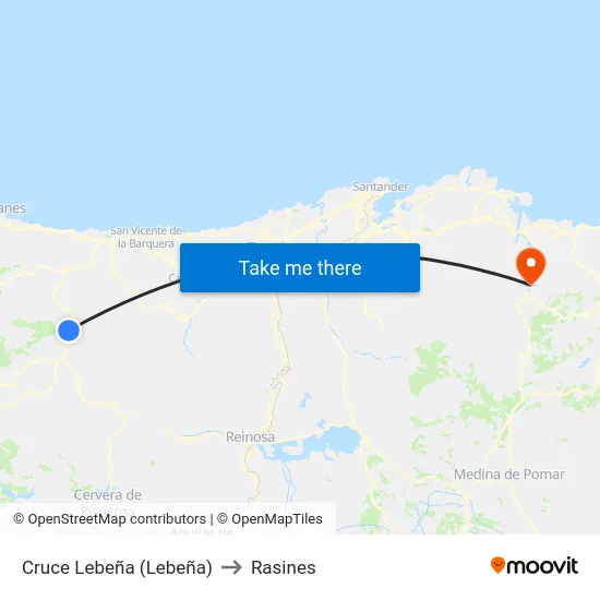Cruce Lebeña (Lebeña) to Rasines map