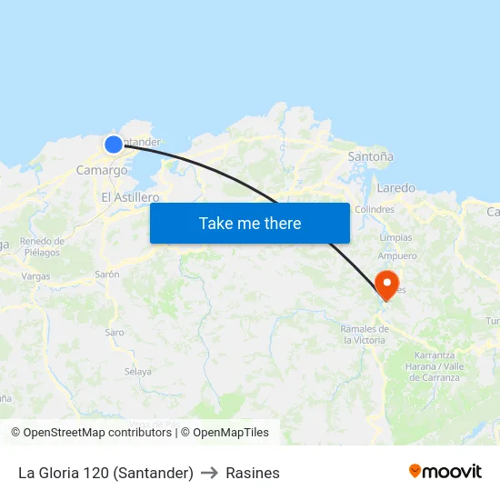 La Gloria 120 (Santander) to Rasines map