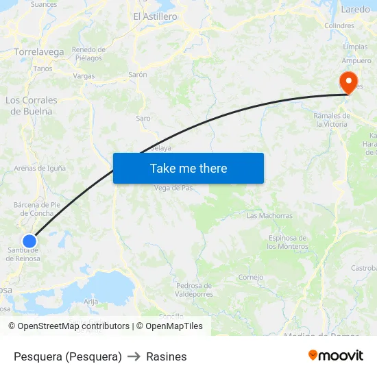 Pesquera (Pesquera) to Rasines map