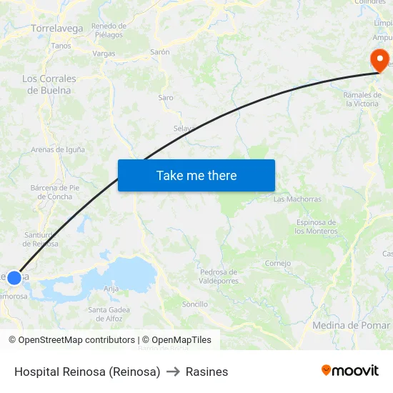 Hospital Reinosa (Reinosa) to Rasines map