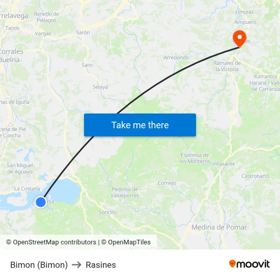 Bimon (Bimon) to Rasines map