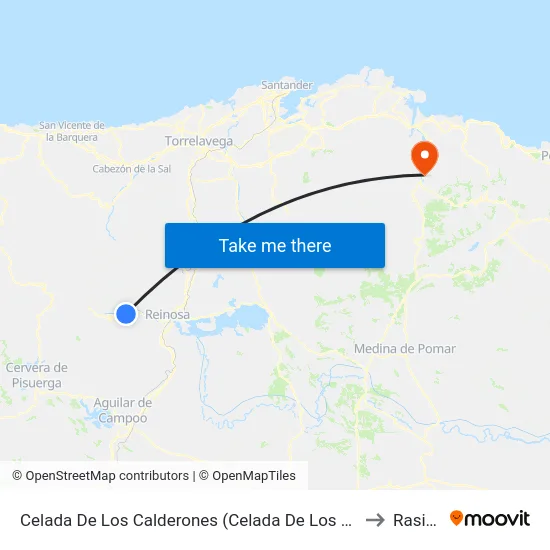 Celada De Los Calderones (Celada De Los Calderones) to Rasines map