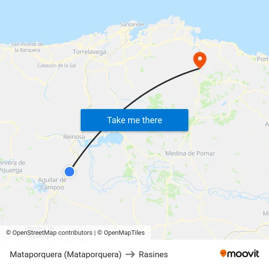 Mataporquera (Mataporquera) to Rasines map