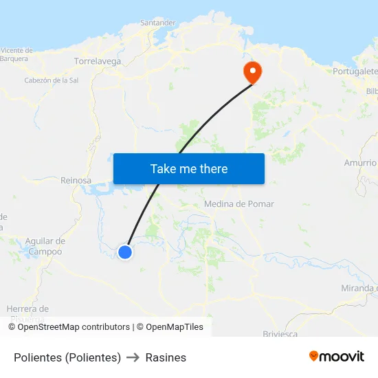 Polientes (Polientes) to Rasines map