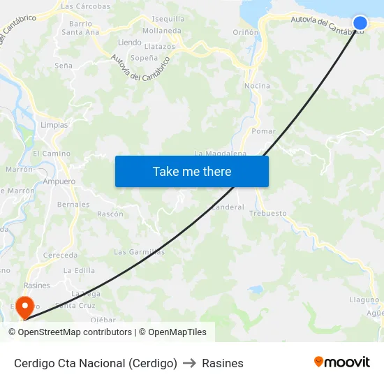 Cerdigo Cta Nacional (Cerdigo) to Rasines map