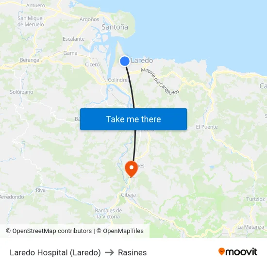 Laredo Hospital (Laredo) to Rasines map