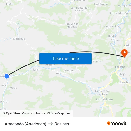 Arredondo (Arredondo) to Rasines map
