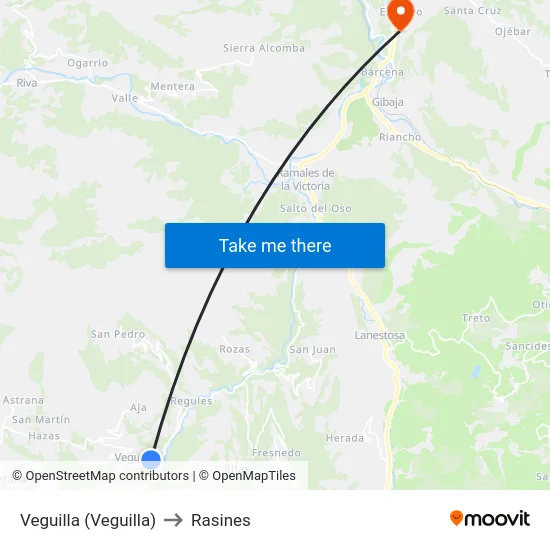 Veguilla (Veguilla) to Rasines map