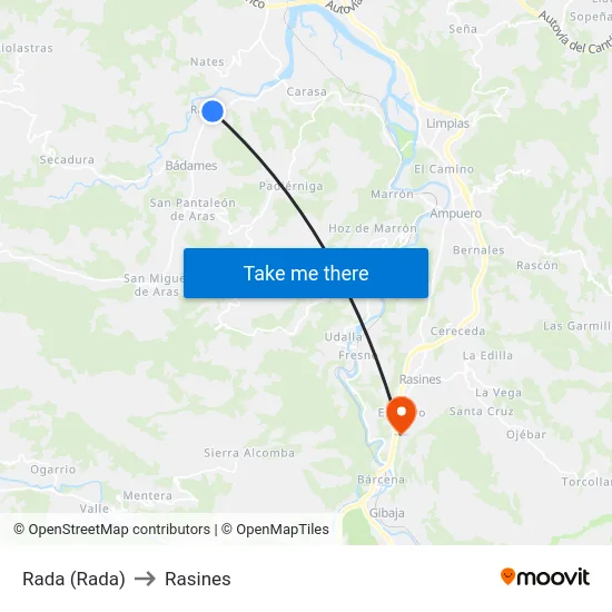 Rada (Rada) to Rasines map