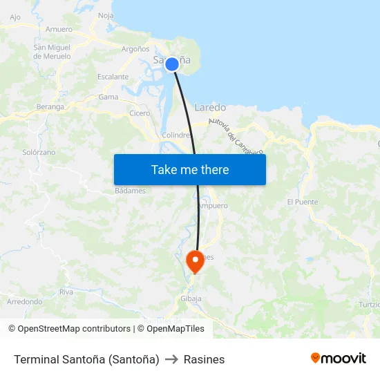 Terminal Santoña (Santoña) to Rasines map