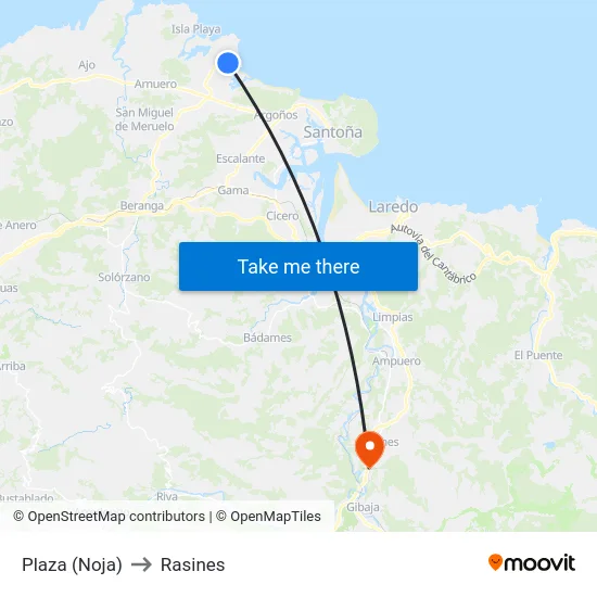 Plaza (Noja) to Rasines map
