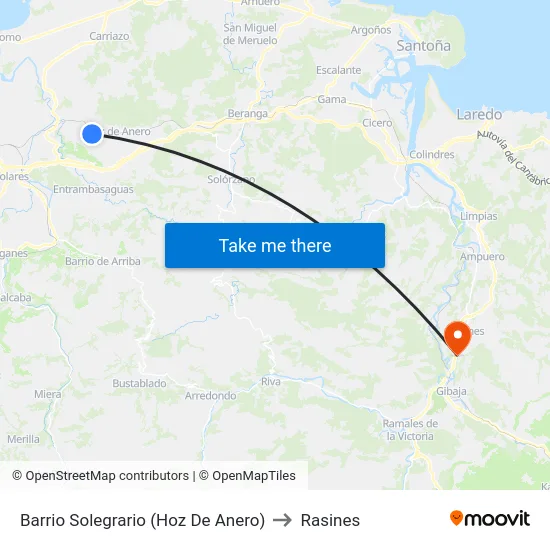 Barrio Solegrario (Hoz De Anero) to Rasines map