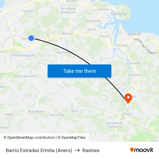 Barrio Estradas Ermita (Anero) to Rasines map