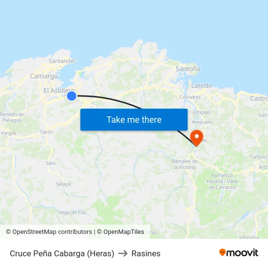 Cruce Peña Cabarga (Heras) to Rasines map