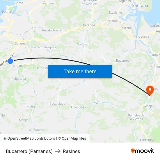 Bucarrero (Pamanes) to Rasines map