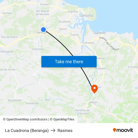 La Cuadrona (Beranga) to Rasines map