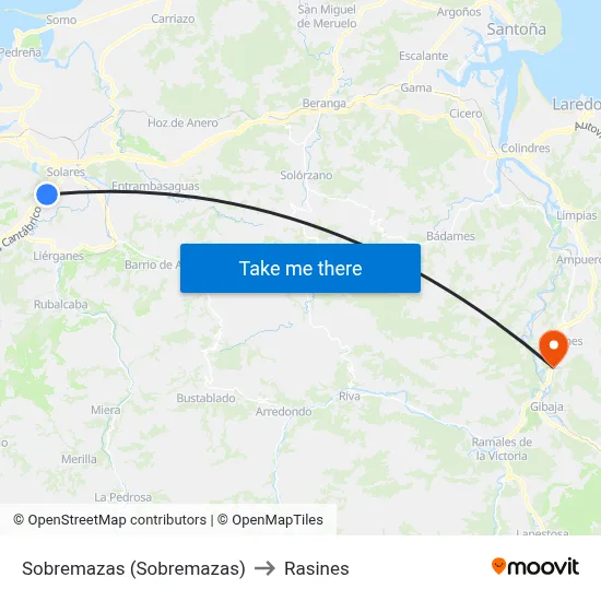 Sobremazas (Sobremazas) to Rasines map
