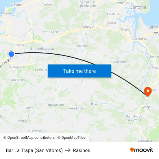 Bar La Trapa (San Vitores) to Rasines map