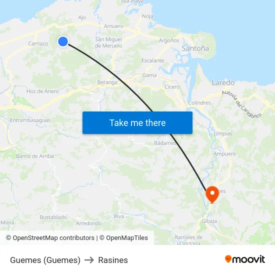 Guemes (Guemes) to Rasines map