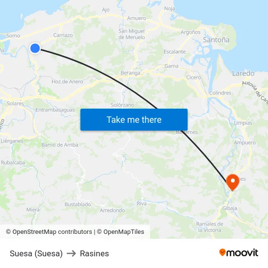 Suesa (Suesa) to Rasines map