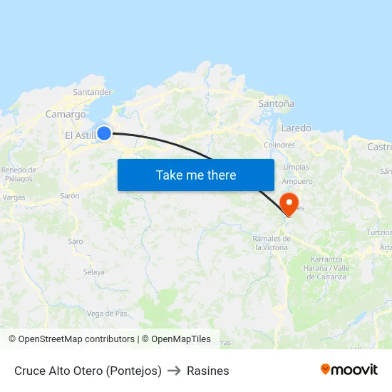 Cruce Alto Otero (Pontejos) to Rasines map