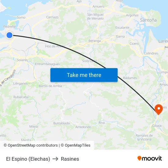 El Espino (Elechas) to Rasines map