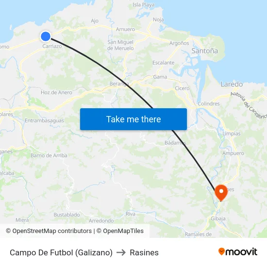 Campo De Futbol (Galizano) to Rasines map