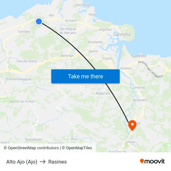 Alto Ajo (Ajo) to Rasines map