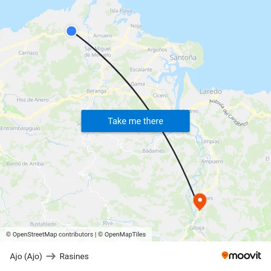 Ajo (Ajo) to Rasines map