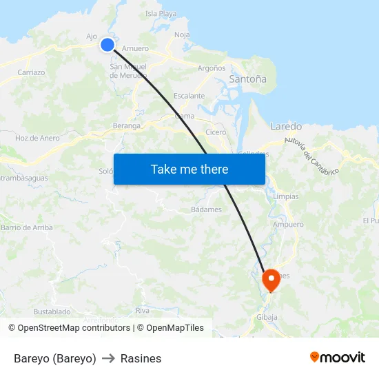 Bareyo (Bareyo) to Rasines map
