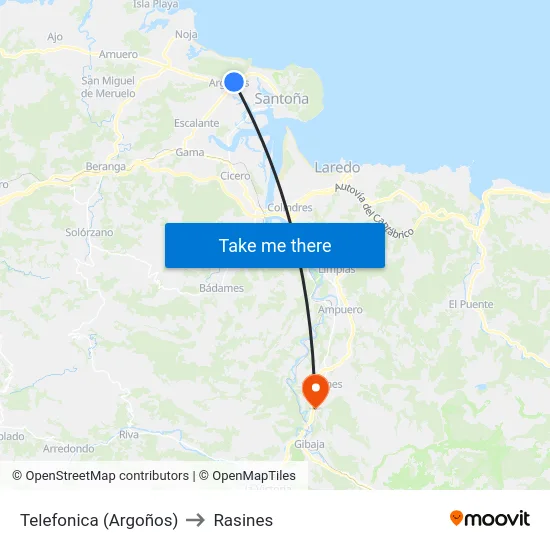 Telefonica (Argoños) to Rasines map
