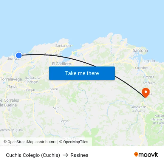 Cuchia Colegio (Cuchia) to Rasines map