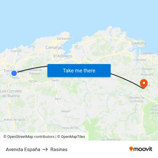 Avenida España to Rasines map