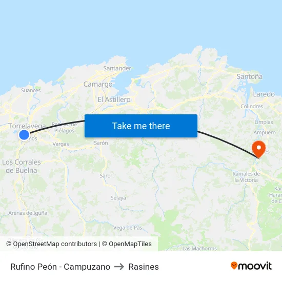 Rufino Peón - Campuzano to Rasines map