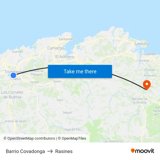 Barrio Covadonga to Rasines map
