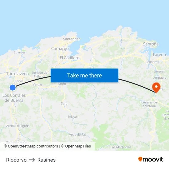Riocorvo to Rasines map