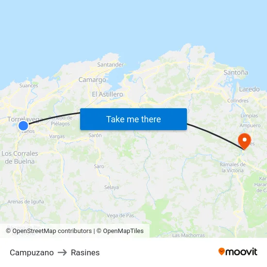 Campuzano to Rasines map