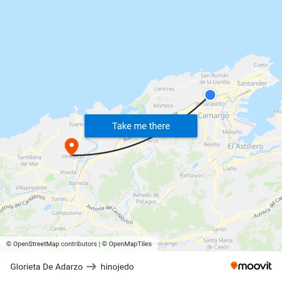 Glorieta De Adarzo to hinojedo map