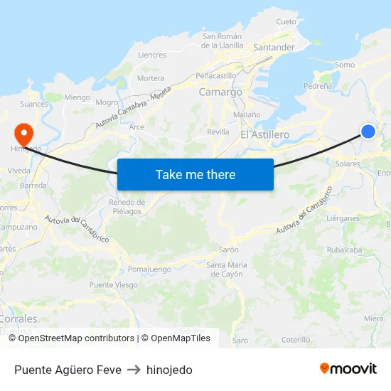 Puente Agüero Feve to hinojedo map
