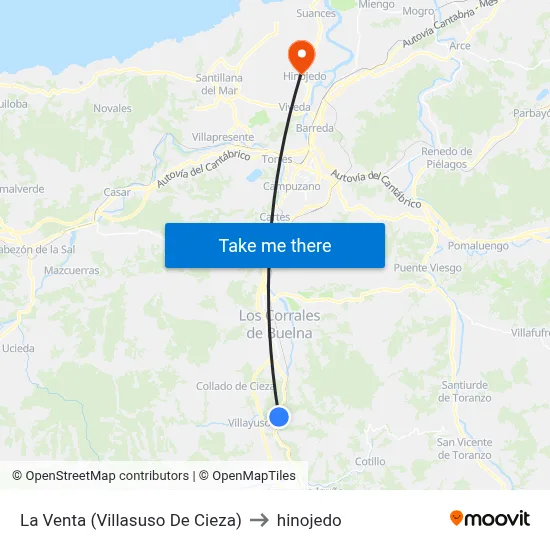 La Venta (Villasuso De Cieza) to hinojedo map