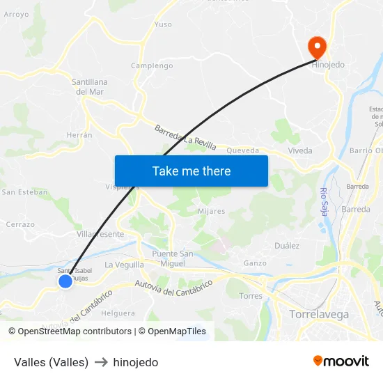 Valles (Valles) to hinojedo map