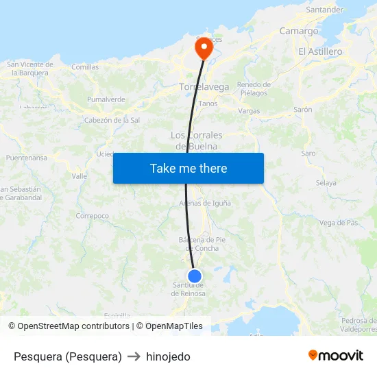 Pesquera (Pesquera) to hinojedo map