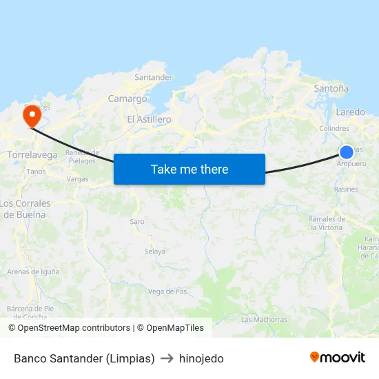Banco Santander (Limpias) to hinojedo map