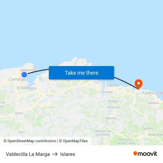 Valdecilla La Marga to Islares map