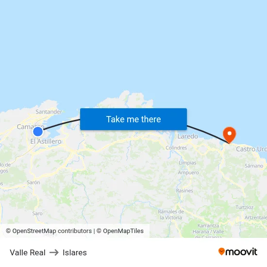 Valle Real to Islares map